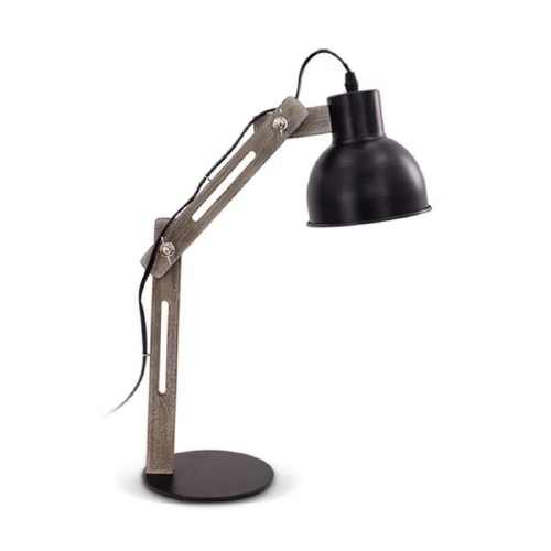 Lámpara de escritorio E27 negra serena